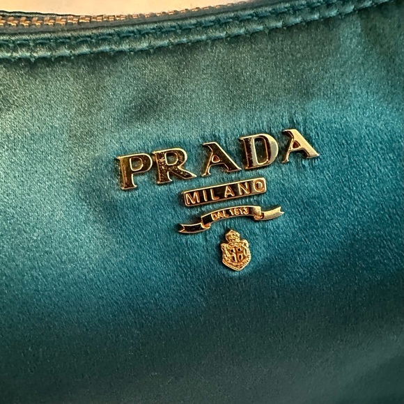 PRADA Satin Mini Hobo Bag Purse in Aqua Teal RARE with COA Authentic - Picture 3 of 16